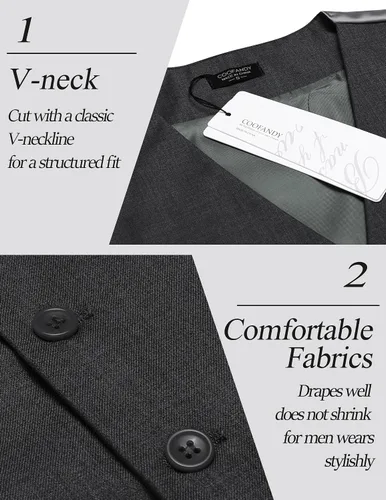 Vista 4 de Coofandy chaleco para traje o esmoquin con 5 botones, para hombre.