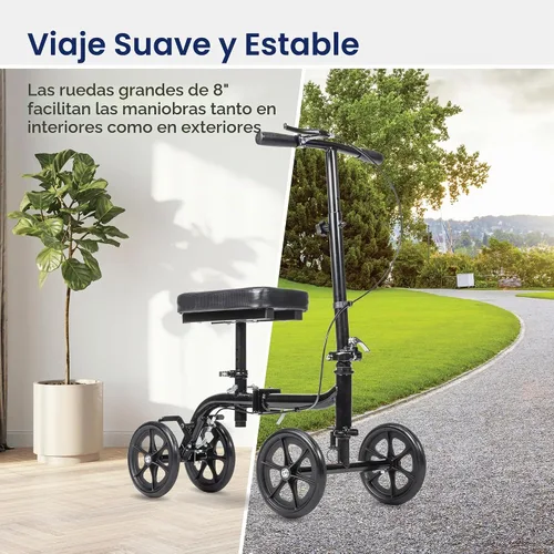 Vista 5 de Drive Medical Patinete de rodilla plegable orientable y patín de pierna, negro