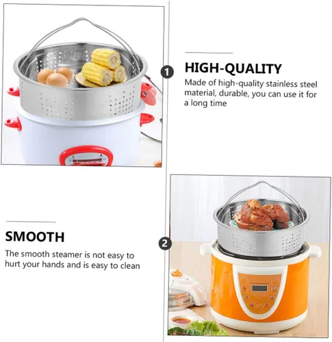 Vista 7 de BESTOYARD Vaporizador portátil para bolas de masa hervida, cesta de vapor, bandeja de vapor, inserto de mariscos, vaporizador tamal, olla de vapor