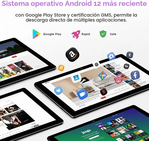 Vista 3 de WeTap Tablet Tablet Android de 10 pulgadas, tableta Android 12, 3 GB de RAM 64 GB ROM, cámara de 2 MP+8 MP, 1280 x 800 IPS, tabletas con procesador