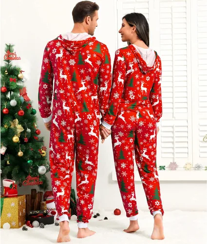 Vista 6 de Pijama de Navidad para adultos, mameluco para la familia, para Navidad