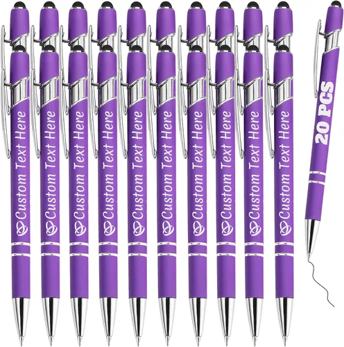 Vista 50 de Bolígrafos personalizados a granel 10 con nombre, grabados con punta de lápiz, bolígrafos de bola personalizados de escritura suave, regalos