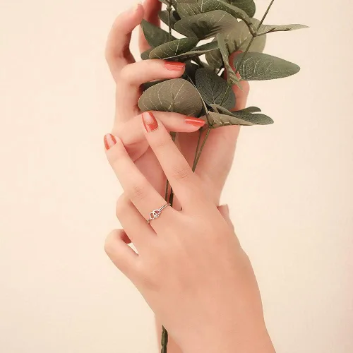 Vista 6 de LGSY Anillos de plata de ley 925 con doble corazón para mujer, Plata