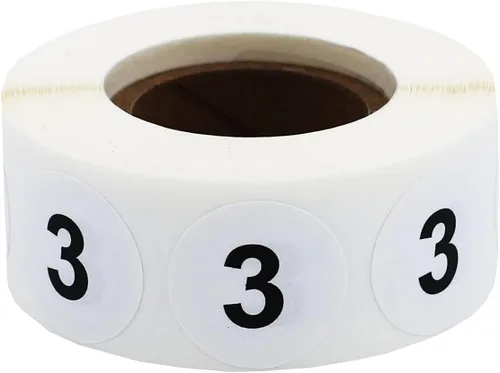 Vista 35 de Pegatinas blancas con número 0 de puntos circulares negros, 3/4 pulgadas redondas, 500 etiquetas en un rollo