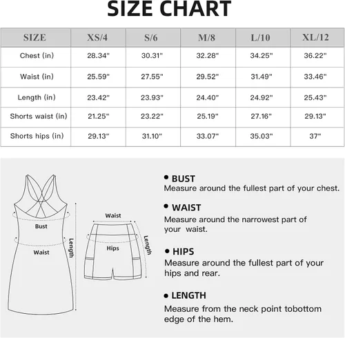 Vista 6 de Topcloset Vestido de tenis para mujer, vestido de entrenamiento con brasier integrado y pantalones cortos, bolsillos, vestido atlético para hacer