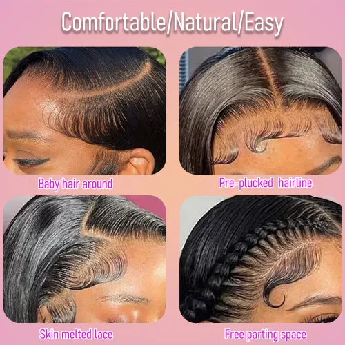 Vista 5 de CHEEON Frontal de encaje HD de 13 x 4 de 12 pulgadas, cabello humano brasileño ondulado con cierre frontal de encaje, 100% cabello humano virgen sin