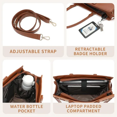 Vista 6 de Keyli Set de 3 piezas de bolso tote para laptop para mujeres, de 15.6 pulgadas, bolsos de trabajo, bolso de negocios para computadora, bolso