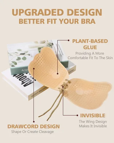 Vista 2 de Sticky Bra, Backless Strapless Bra Push Up, Adhesive Invisible Lift Up Bras 2 Pairs