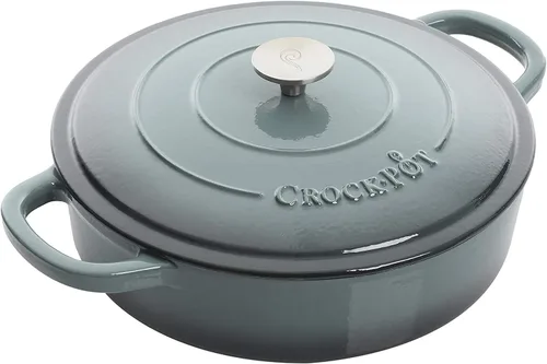 Vista 8 de Crock Pot Artisan - Cacerola de hierro fundido esmaltado con tapa, 5 cuartos de galón, azul aguamarina