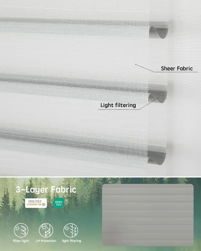 Vista 4 de Yoolax Shangri-la - Persiana motorizada transparente que funciona con Alexa, persianas eléctricas transparentes de doble capa de filtrado de luz