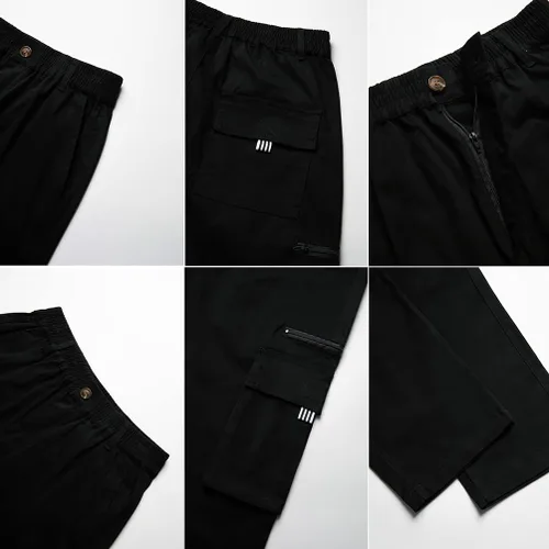 Vista 5 de THWEI Pantalones cargo para hombre, estilo casual, de algodón, con múltiples bolsillos, para senderismo, trabajo