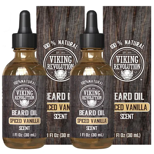 Vista 18 de Viking Revolution Aceite de barba de ron de bahía para hombres, suavizante y acondicionador natural con aceites de argán y jojoba para fortalecer e