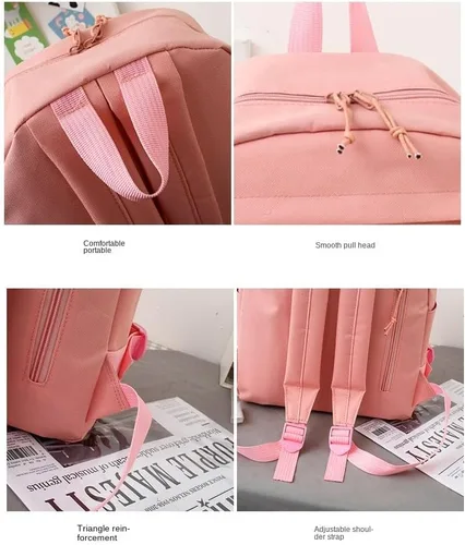 Vista 5 de Linda mochila con accesorios kawaii Juego de 5 bolsas estéticas, Oso negro, Classic