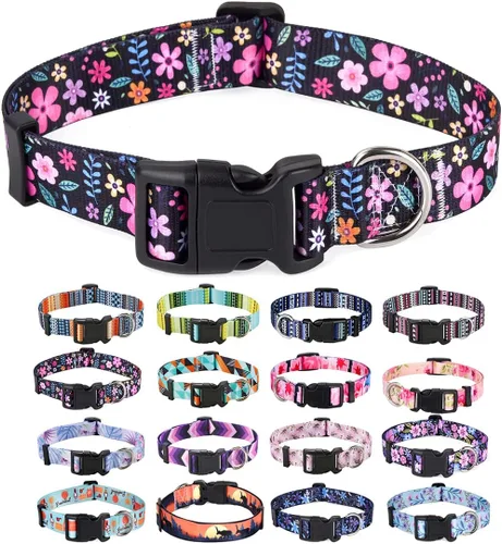 Vista 58 de Mihqy - Collar de perro, patrones geométricos florales, tribales, bohemios, collar de estilo étnico, suave y ajustable, para perros pequeños
