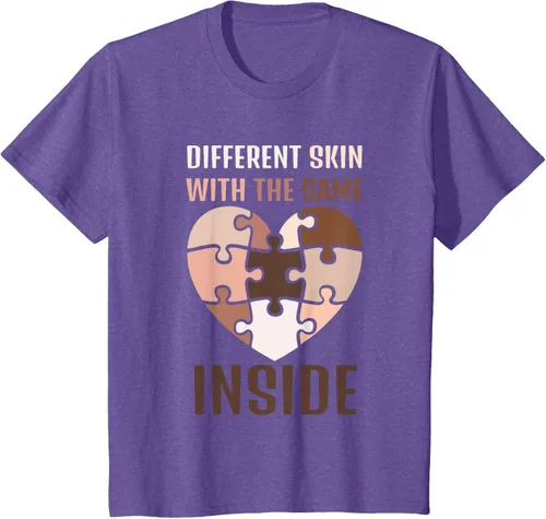 Vista 45 de Camiseta con texto en inglés "Black History Month Different Skin With The Same Love Inside
