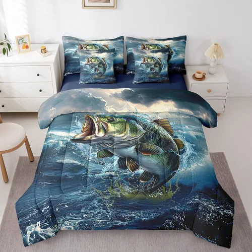 Vista 42 de Feelyou Juego de edredón de ciervo con sábanas – Tamaño Queen 7 piezas Juego de ropa de cama infantil de caza rústica – Cama de ciervo de cabaña