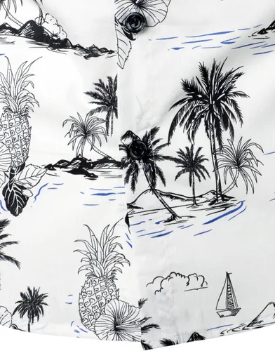 Vista 6 de Jogal - Camisa de manga corta para hombre, diseño de flores, de algodón, con botones, hawaiana