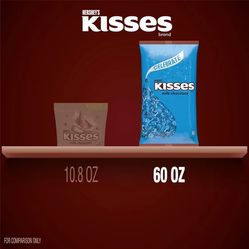 Vista 4 de Bolsa a granel de Hershey's Kisses - Chocolate con leche, gran dulce navideño y relleno de calcetines, 60 onzas