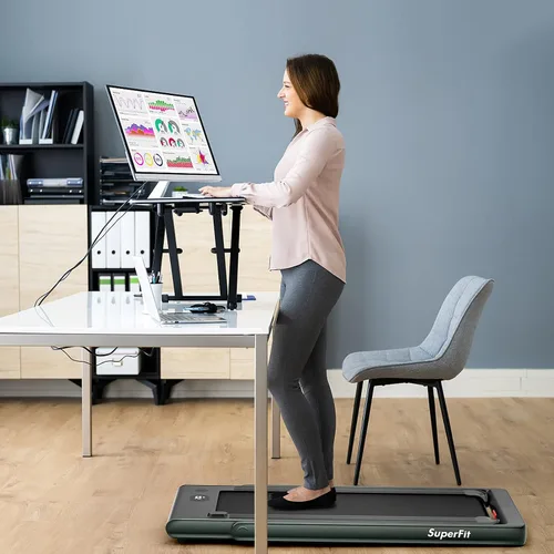 Vista 5 de GYMAX Almohadilla para caminar, pantalla LED dual 2 en 1, caminadora para debajo del escritorio para el hogar con control remoto y aplicación