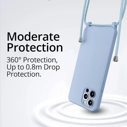 Vista 5 de Funda cruzada para iPhone 12 Mini, cuerda ajustable, correa de hombro para el cuello, correa desmontable, funda protectora de silicona a prueba