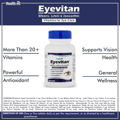 Vista 4 de NACHT Eyevita Cuidado de los Ojos con Arándano Luteína Zeaxantina Vitaminas - 60 Tabletas