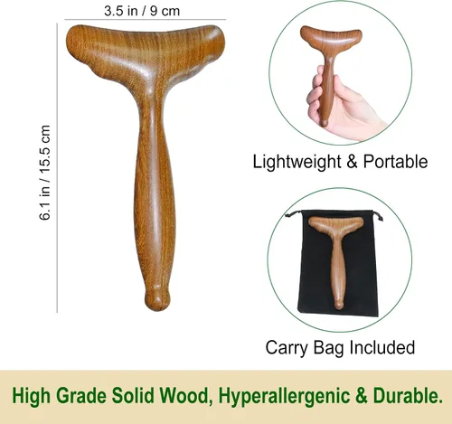 Vista 2 de Masajeador de drenaje linfático de madera, herramientas de masaje de 6.1 x 3.5 pulgadas Pala de madera Gua Sha para Maderoterapy liberación