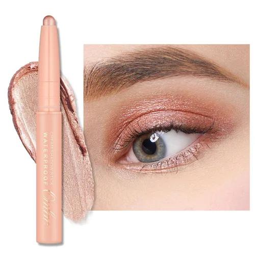Vista 19 de Oulac Twist-Up Sombra de Ojos Brillante en Barra – Maquillaje de Ojos Vegano y Libre de Crueldad con Textura Cremoso y Mezclable, Resistente al 01