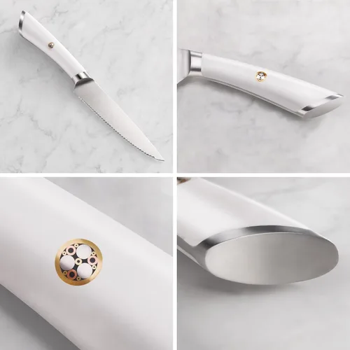 Vista 3 de Cangshan ELBERT Serie Alemán Acero Forjado 5" Cuchillo utilitario dentado (blanco)