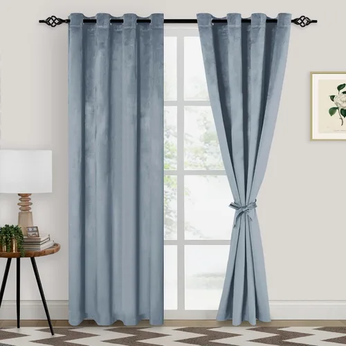 Vista 48 de XWZO Cortinas de terciopelo azul de 63 pulgadas de largo, elegantes cortinas de lujo suaves para sala de estar, aislamiento térmico, oscurecimiento
