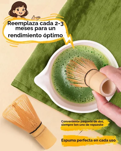 Vista 2 de Matcha Whisk Set with 2-pack Bamboo Matcha Whisk Bambú