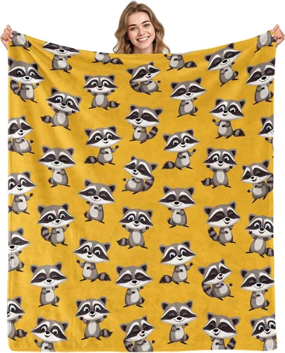 Vista 21 de Manta de animales del zoológico, regalos para los amantes del bosque, animales salvajes, oso, búho, sika, ciervo, ardilla, mapache, zorro, conejo