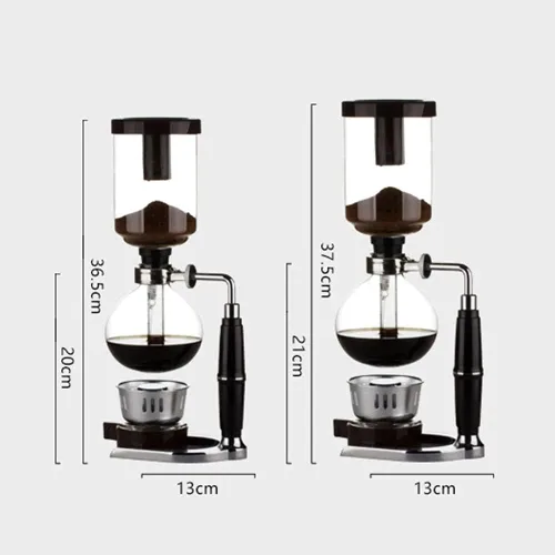 Vista 6 de Juego de 3 tazas de sifón para café, hervidor al vacío, con filtro, sifón, tetera, resistente al calor, para el hogar