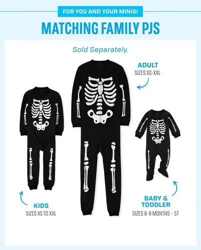 Vista 2 de The Children's Place Kids Matching Family, Halloween Skeleton Adult Pajamas, Fleece