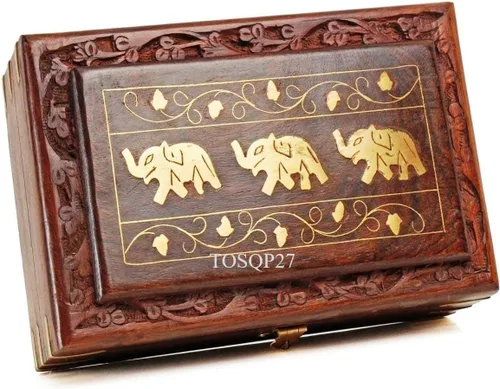 Vista 4 de TOSQP27 Regalos tallados a mano elefante palisandro joyero encantador regalo para mujeres, niñas, mamá, madre, hermana, artesanal, único, 8 pulgadas