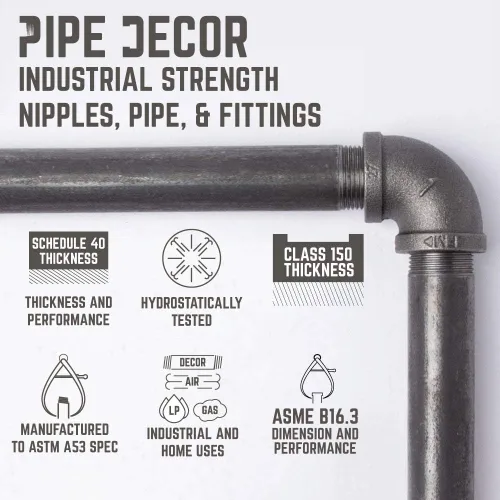 Vista 7 de Pipe Decor Soportes industriales para estantes – Juego de dos, accesorios industriales de acero gris hierro, bridas y tubos para estantes flotantes