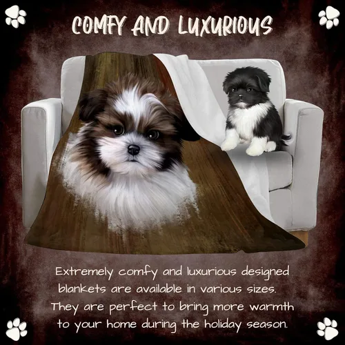 Vista 6 de Rustic Shih Tzu Dog Blanket - Lightweight Super Soft Cozy and Durable Bed Blanket - Animal Theme Fuzzy Blanket for Sofa Bed Couch Luxury Soft
