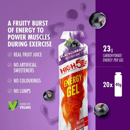 Vista 3 de HIGH5 Energy Gels – Geles deportivos de liberación rápida para potenciar los músculos para un rendimiento superior, jugo de fruta natural y sin