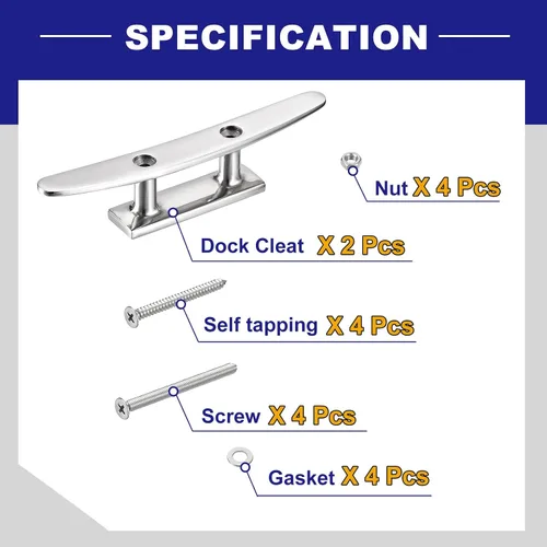 Vista 6 de uxcell Boat Cleat Open Base, 316 Stainless Steel Dock Cleat for Kayak Boat