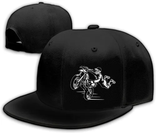 Vista 8 de Motorcycle Skull Hat Flat Bill Hats for Men Snap Backpack Mens Hats Snapback Baseball Cap for Teens Boys