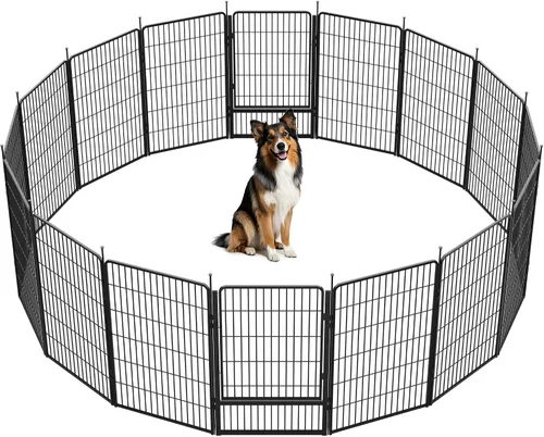 Vista 35 de SunsGrove - Cerca para perros para exteriores, corral resistente de 32 pulgadas con 2 paneles para perros pequeños y medianos, cerca de juego