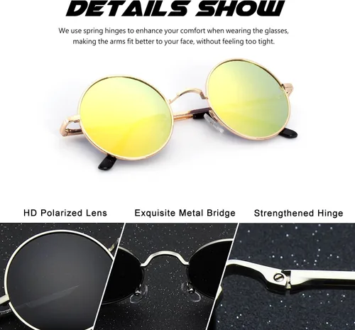 Vista 66 de CGID Gafas de sol unisex polarizadas redondas E01 Lennon