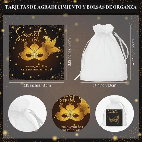 Vista 3 de Briwooody - Juego de 18 bolsas para fiestas de máscaras, espejos, tarjetas