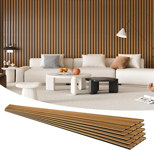 Vista 26 de Art3d Paquete de 2 paneles acústicos de listones de madera de 104" x 15.75" para pared y techo, paneles modernos estriados de absorción de sonido