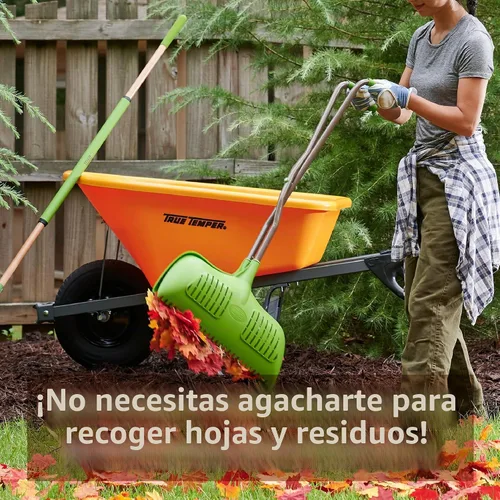 Vista 4 de AMES Rastrillo agarrador de hojas con mango largo y agarre acolchado para hojas, recortes de césped, ramitas, residuos de patio