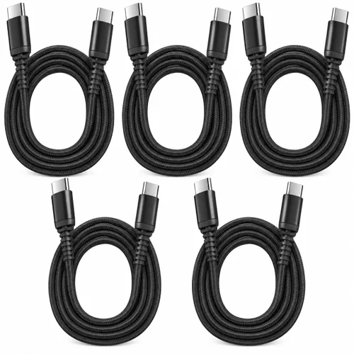 Vista 9 de Paquete de 5 cables USB tipo C [6 pies Carga rápida 3A trenzados] - Cable de carga USB-A a USB-C, compatible con iPhone 17 16 15 Plus Pro Max