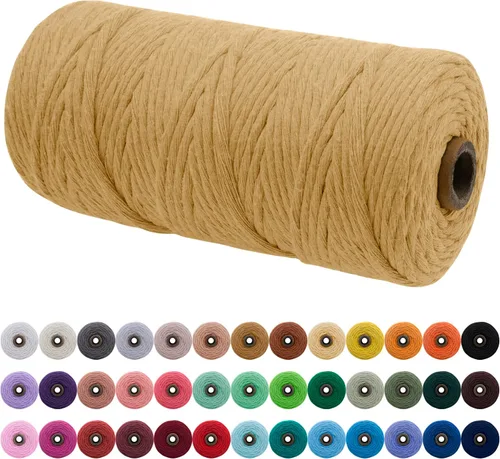 Vista 83 de JeogYong Cordón de macramé de un solo hilo 3 mm x 109 yardas (328 pies) Cuerda de algodón suave Hilo de macramé de 3 mm, suministros de macramé