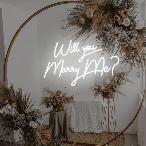 Vista 2 de IbayNawi Letrero de luces LED de neón – Letreros con texto en inglés «Will You Marry Me» para decoración de fiesta de compromiso, propuesta