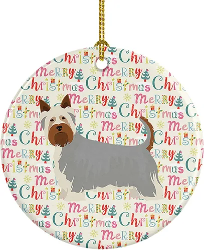 Vista 51 de Caroline's Treasures Abyssinian Sand Terrier - Adorno de cerámica para colgar en el árbol de Navidad, para el hogar, Navidad, fiestas, regalo, 3