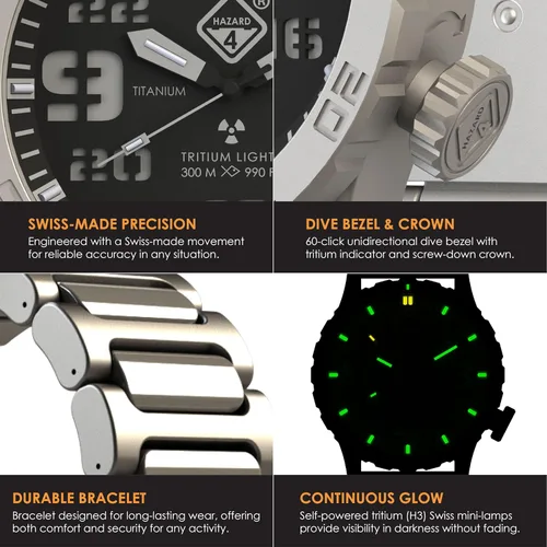 Vista 64 de HAZARD 4 Heavy Water Diver™ : Titanium Tritium Dive-Watch