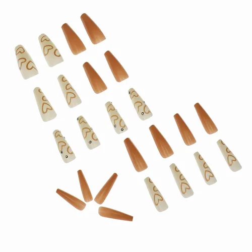 Vista 53 de Uñas postizas francesas a presión, uñas postizas largas de acrílico con forma de ataúd de cobertura completa, uñas postizas de bailarina